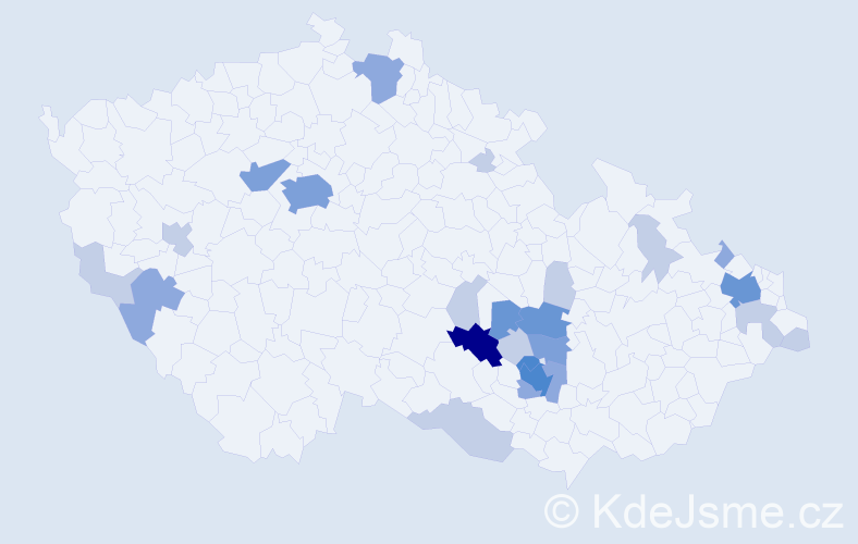 Příjmení: 'Jízdný', počet výskytů 60 v celé ČR