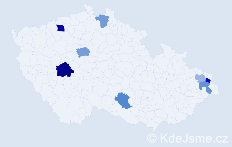Příjmení: 'Kuniková', počet výskytů 16 v celé ČR