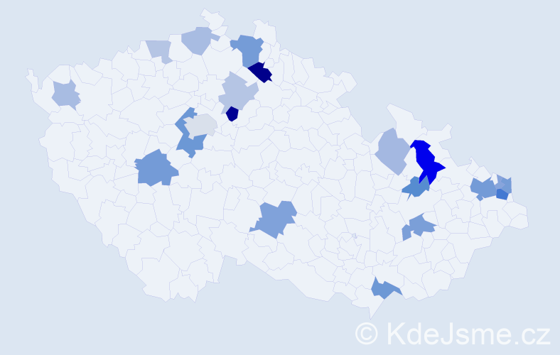 Příjmení: 'Ogurčáková', počet výskytů 44 v celé ČR