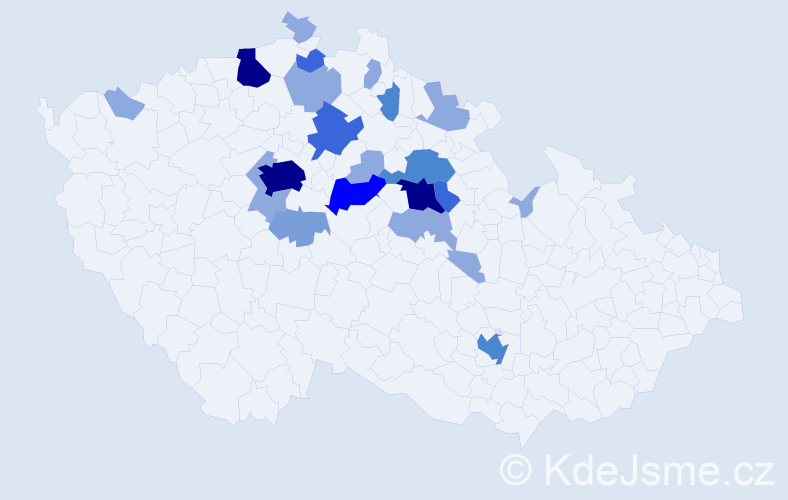 Příjmení: 'Tahal', počet výskytů 59 v celé ČR
