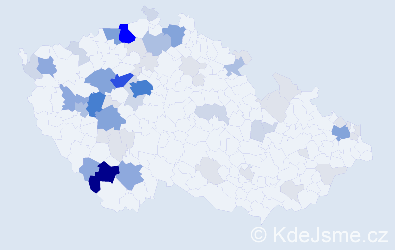 Příjmení: 'Bihary', počet výskytů 204 v celé ČR