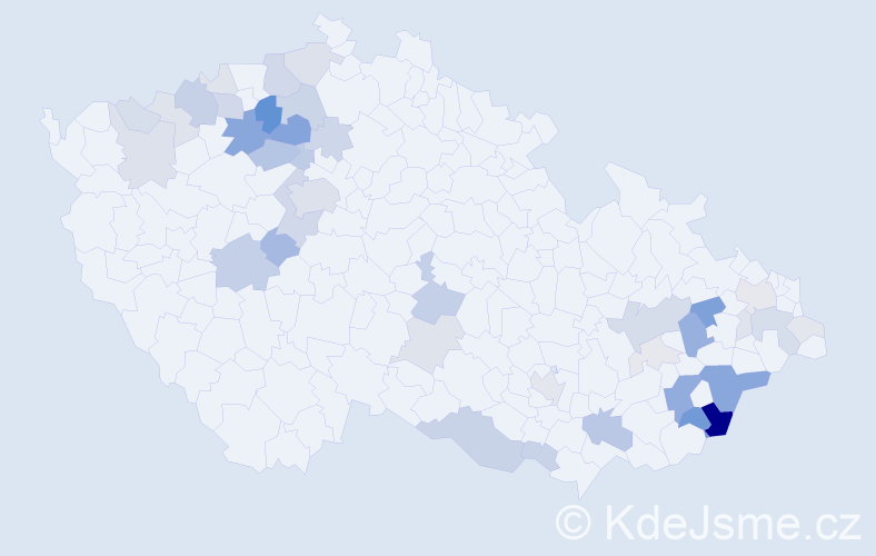 Příjmení: 'Krahulíková', počet výskytů 149 v celé ČR