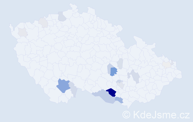 Příjmení: 'Vyžrálková', počet výskytů 59 v celé ČR