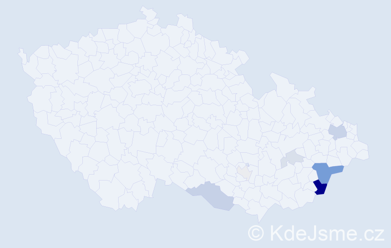 Příjmení: 'Haspala', počet výskytů 22 v celé ČR
