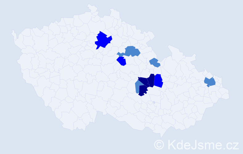 Příjmení: 'Gerišer', počet výskytů 19 v celé ČR