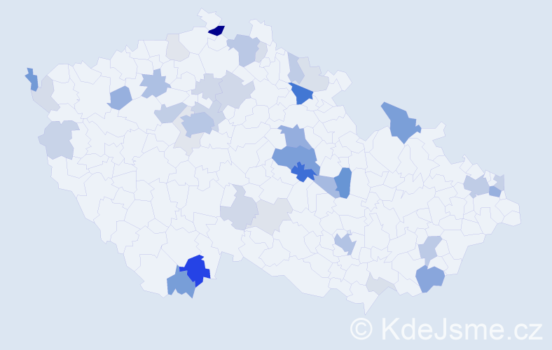 Příjmení: 'Matras', počet výskytů 129 v celé ČR