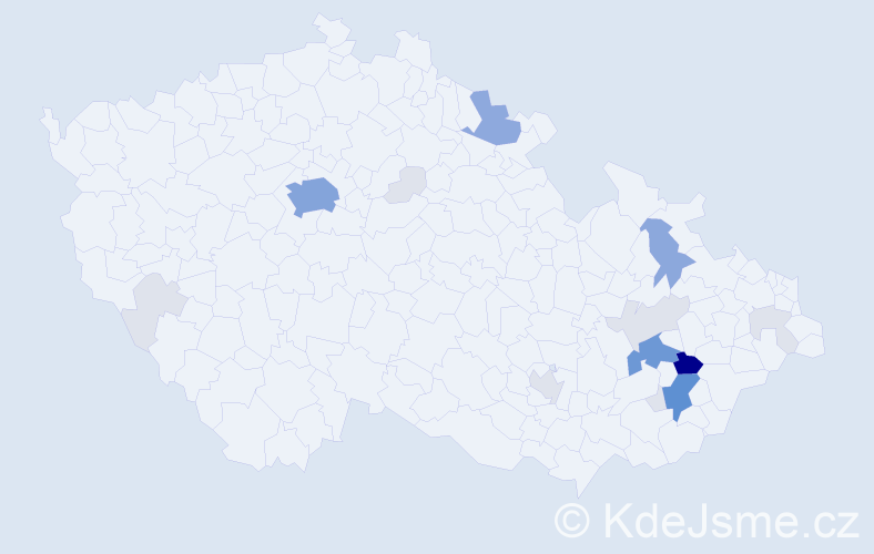 Příjmení: 'Kocfeldová', počet výskytů 75 v celé ČR