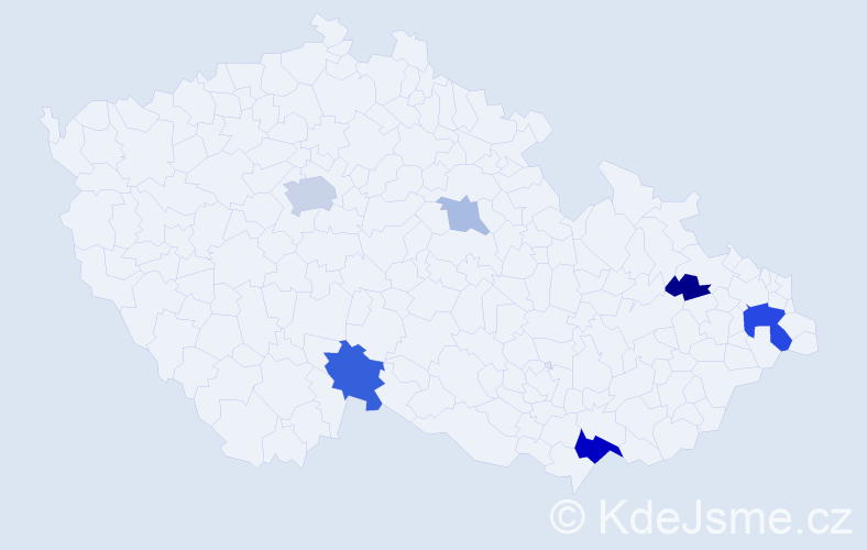 Příjmení: 'Brantal', počet výskytů 16 v celé ČR