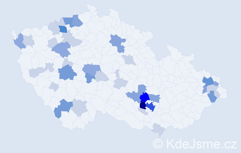 Příjmení: 'Mazour', počet výskytů 109 v celé ČR