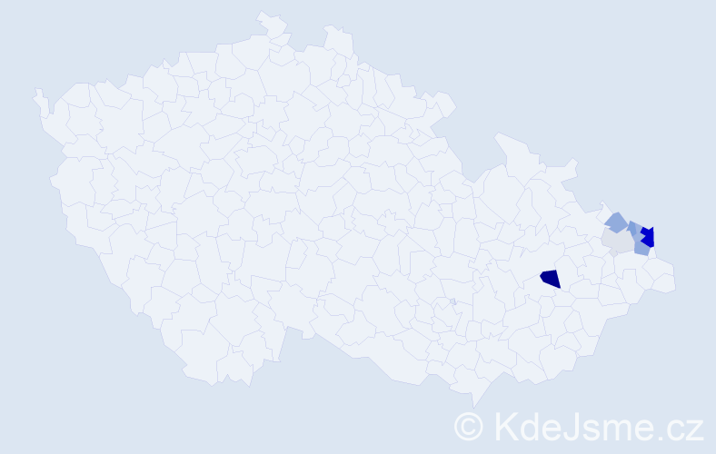 Příjmení: 'Kajsturová', počet výskytů 16 v celé ČR