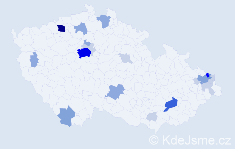 Příjmení: 'Mitková', počet výskytů 65 v celé ČR