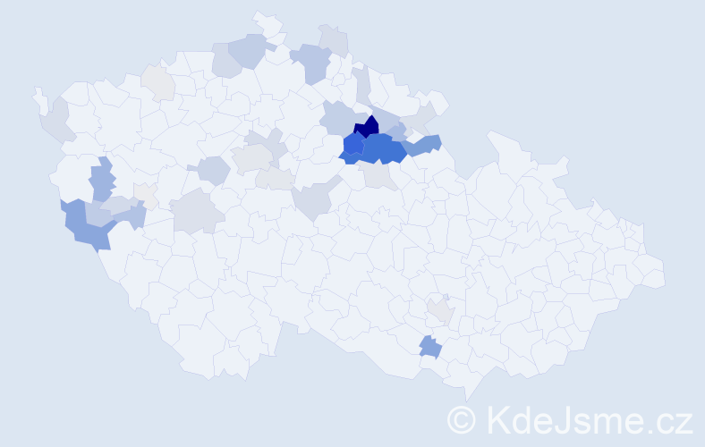 Příjmení: 'Bezvoda', počet výskytů 141 v celé ČR