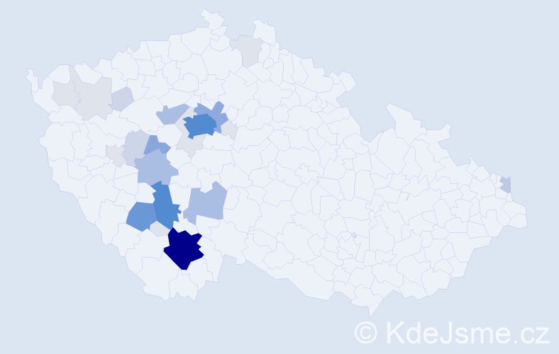 Příjmení: 'Vaňatová', počet výskytů 101 v celé ČR