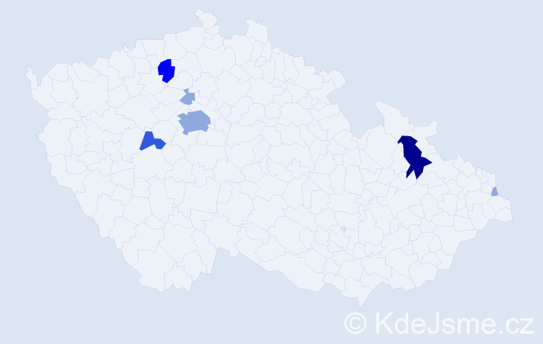 Příjmení: 'Kaduk', počet výskytů 15 v celé ČR