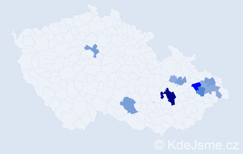 Příjmení: 'Trval', počet výskytů 27 v celé ČR
