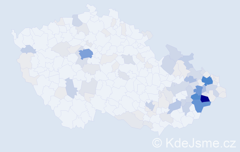 Příjmení: 'Mikulenka', počet výskytů 453 v celé ČR