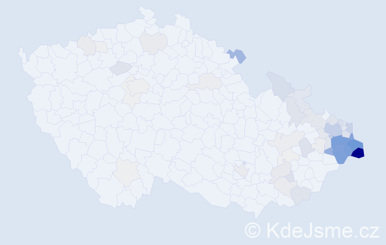 Příjmení: 'Pindur', počet výskytů 219 v celé ČR