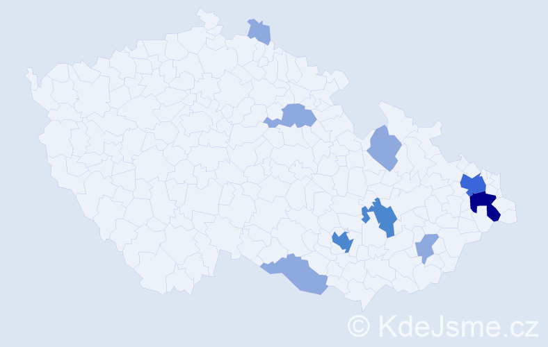 Příjmení: 'Pazděrová', počet výskytů 22 v celé ČR