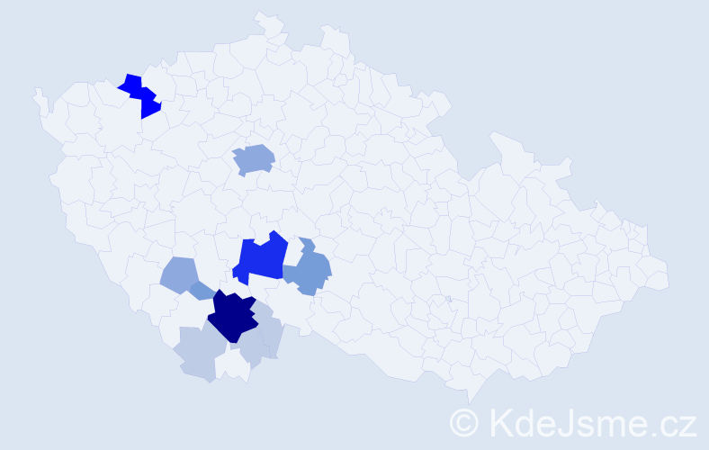 Příjmení: 'Vrábková', počet výskytů 38 v celé ČR