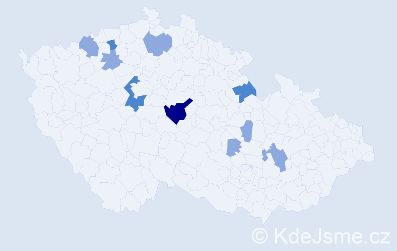 Příjmení: 'Hubek', počet výskytů 17 v celé ČR