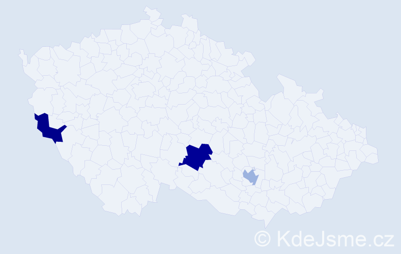 Příjmení: 'Kaczmar', počet výskytů 4 v celé ČR