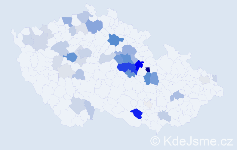 Příjmení: 'Dejdar', počet výskytů 160 v celé ČR