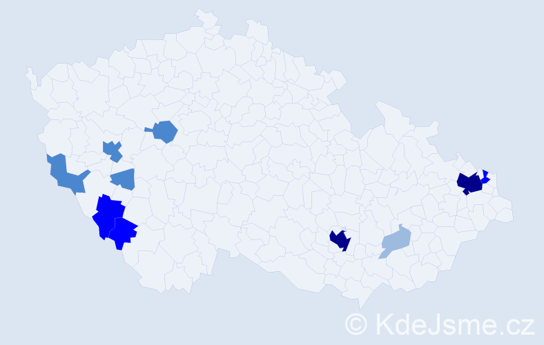 Příjmení: 'Čief', počet výskytů 26 v celé ČR