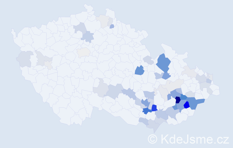 Příjmení: 'Kundera', počet výskytů 176 v celé ČR