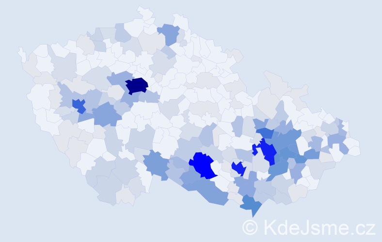Příjmení: 'Dolák', počet výskytů 615 v celé ČR