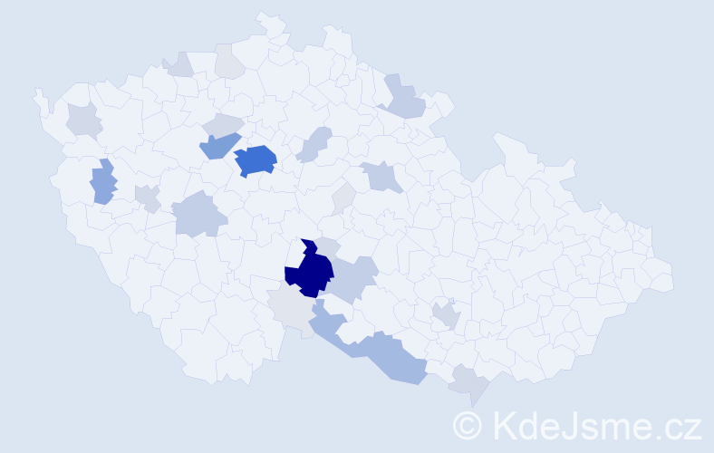Příjmení: 'Semorád', počet výskytů 108 v celé ČR