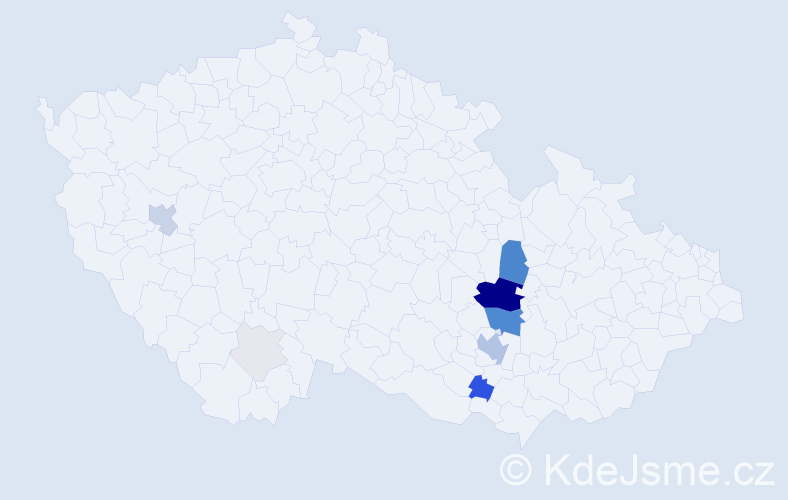 Příjmení: 'Komprda', počet výskytů 53 v celé ČR