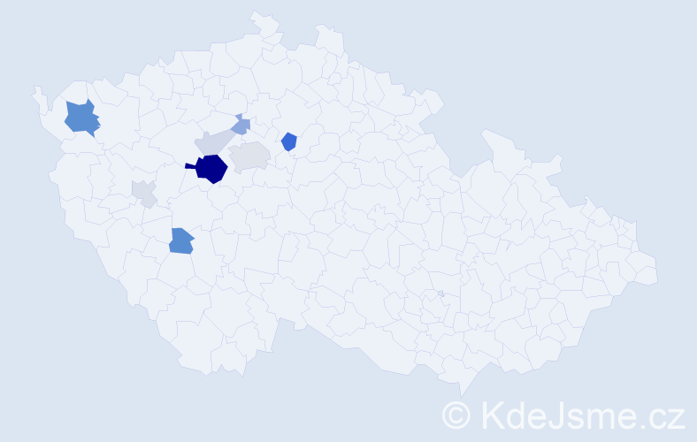 Příjmení: 'Tancl', počet výskytů 24 v celé ČR