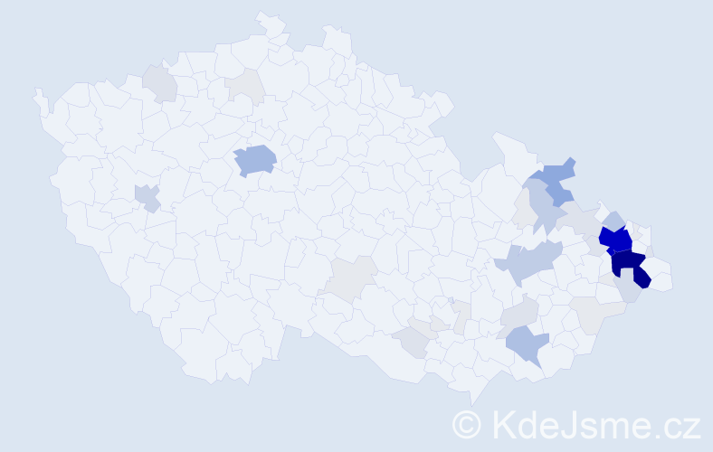 Příjmení: 'Klegová', počet výskytů 167 v celé ČR