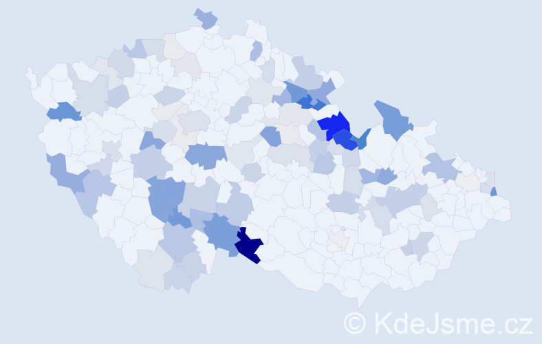 Příjmení: 'Koukol', počet výskytů 282 v celé ČR