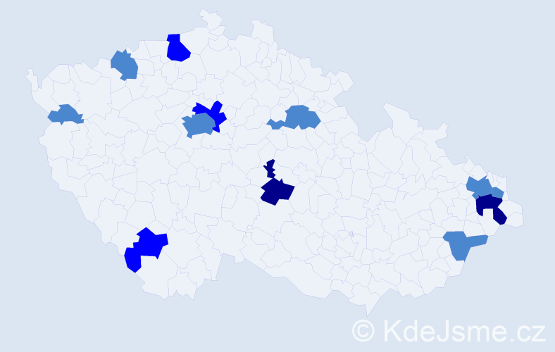 Příjmení: 'Barcziová', počet výskytů 19 v celé ČR