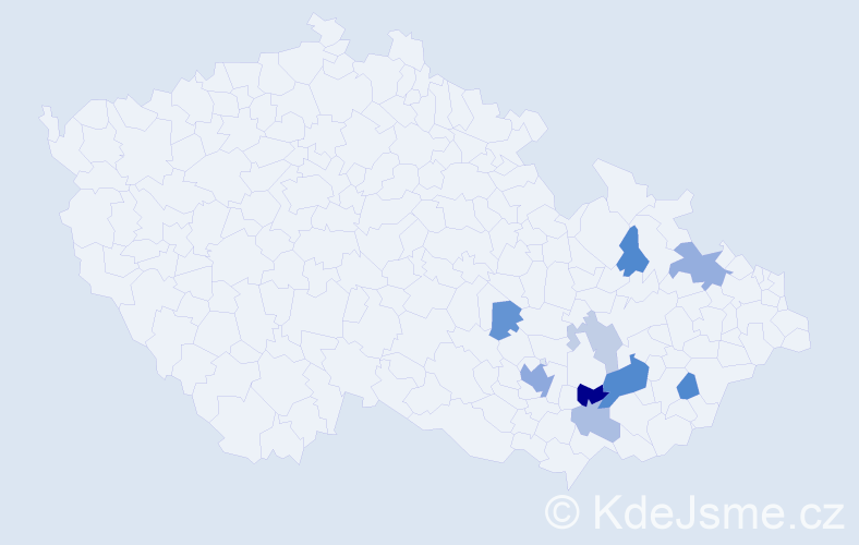 Příjmení: 'Pohanělová', počet výskytů 19 v celé ČR