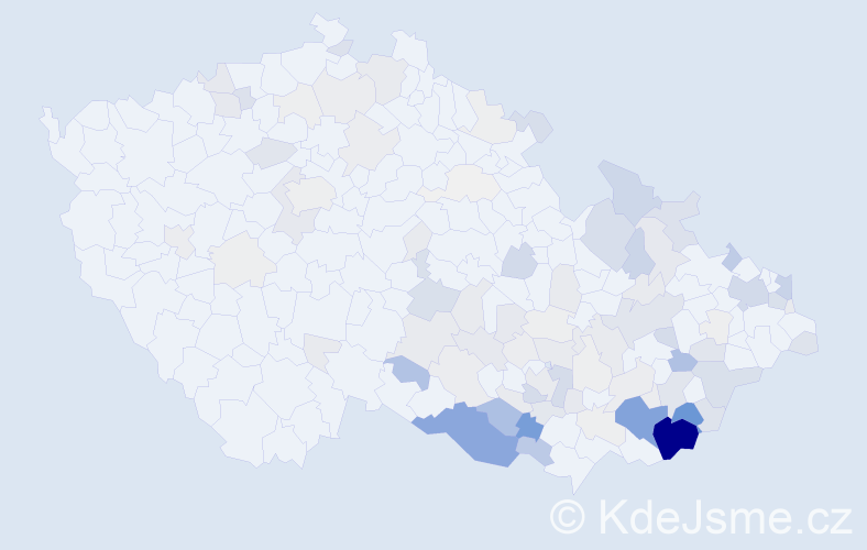 Příjmení: 'Kročil', počet výskytů 470 v celé ČR