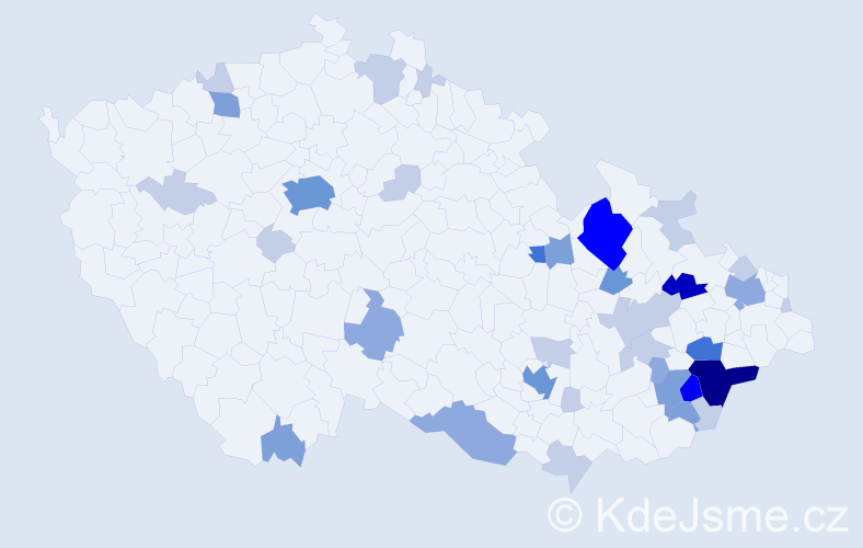 Příjmení: 'Barbořák', počet výskytů 100 v celé ČR