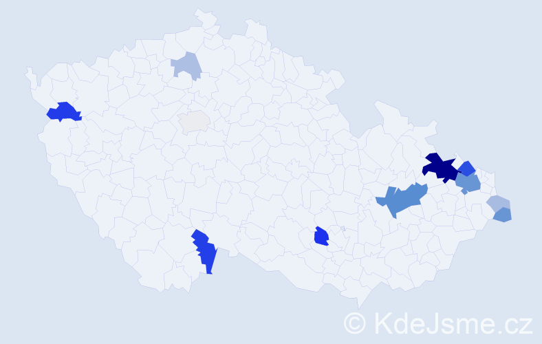 Příjmení: 'Košec', počet výskytů 38 v celé ČR