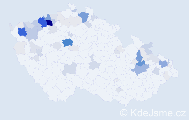 Příjmení: 'Cicko', počet výskytů 289 v celé ČR