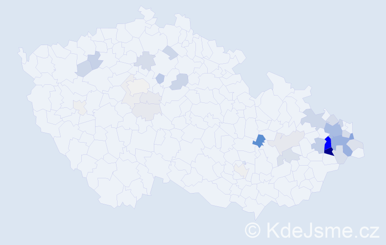 Příjmení: 'Kutáč', počet výskytů 133 v celé ČR