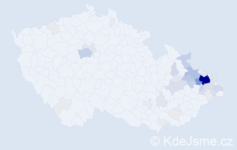 Příjmení: 'Vavrošová', počet výskytů 166 v celé ČR