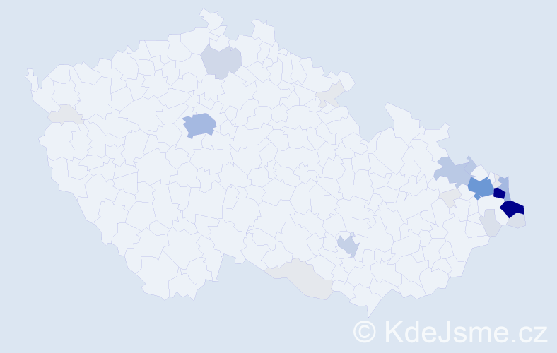 Příjmení: 'Kubiczek', počet výskytů 156 v celé ČR