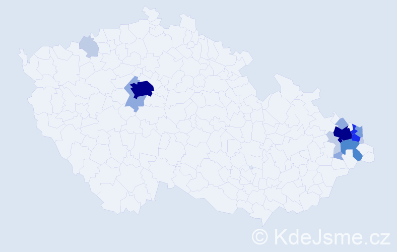 Příjmení: 'Antošík', počet výskytů 52 v celé ČR