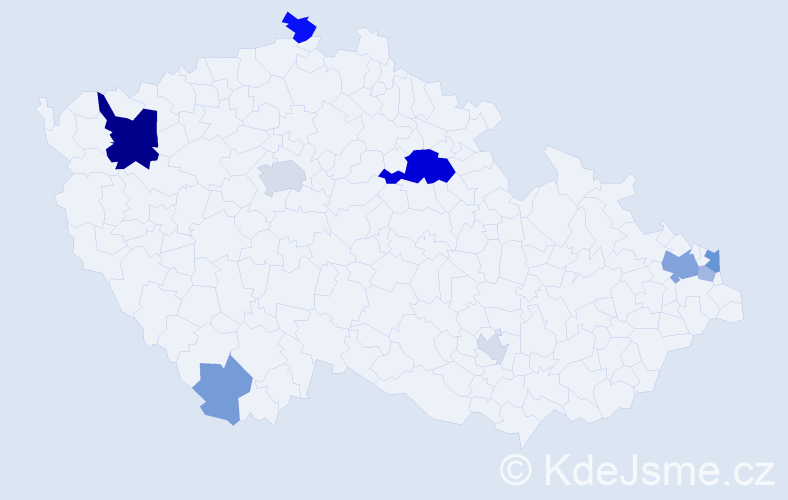 Příjmení: 'Pencáková', počet výskytů 27 v celé ČR