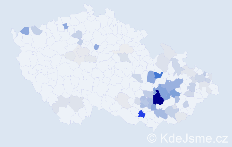 Příjmení: 'Orálek', počet výskytů 216 v celé ČR
