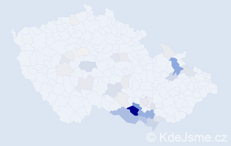 Příjmení: 'Čeperová', počet výskytů 121 v celé ČR