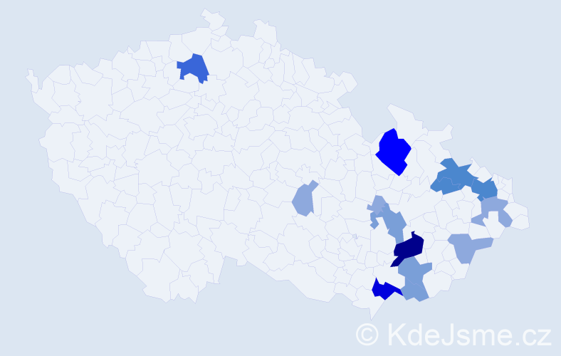 Příjmení: 'Ospalík', počet výskytů 42 v celé ČR