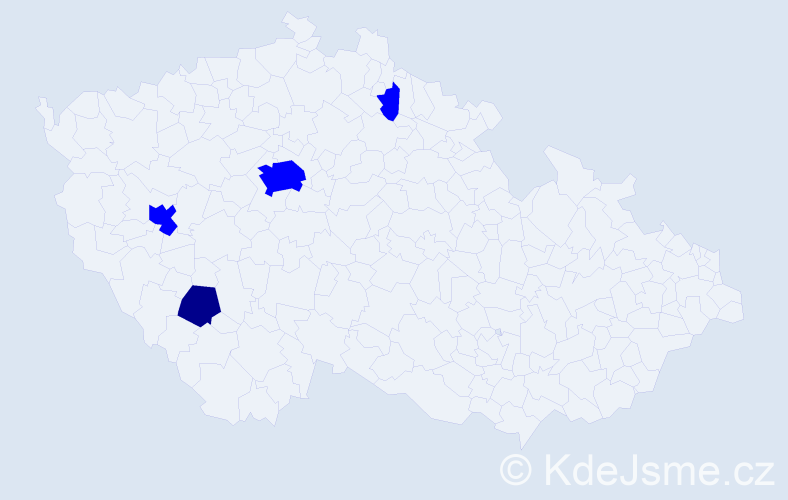 Příjmení: 'Kunzmanová', počet výskytů 5 v celé ČR