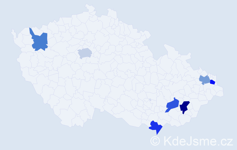 Příjmení: 'Rerko', počet výskytů 19 v celé ČR